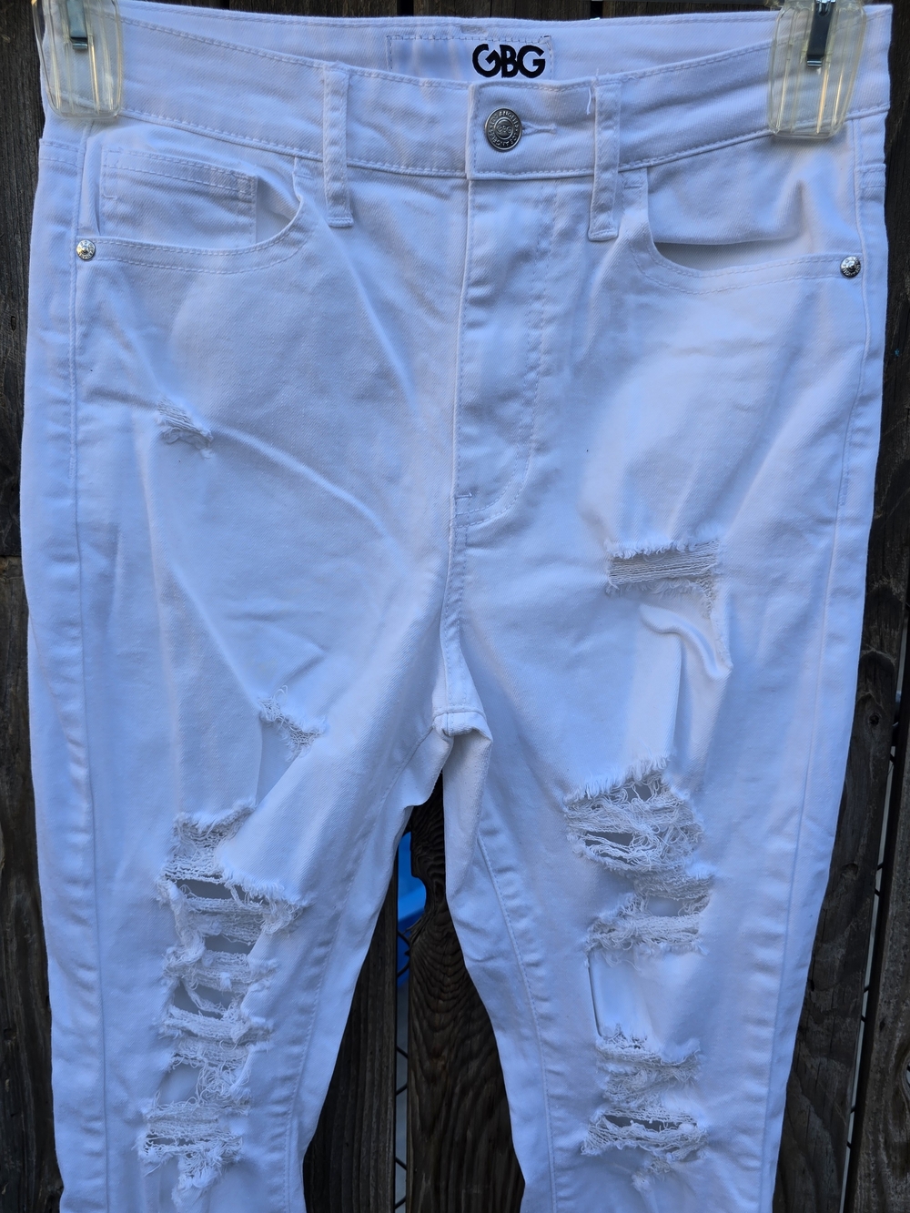 GBG Los Angeles White Distressed High Waist Skinny Jeans Size 27 - Picture 8 of 11